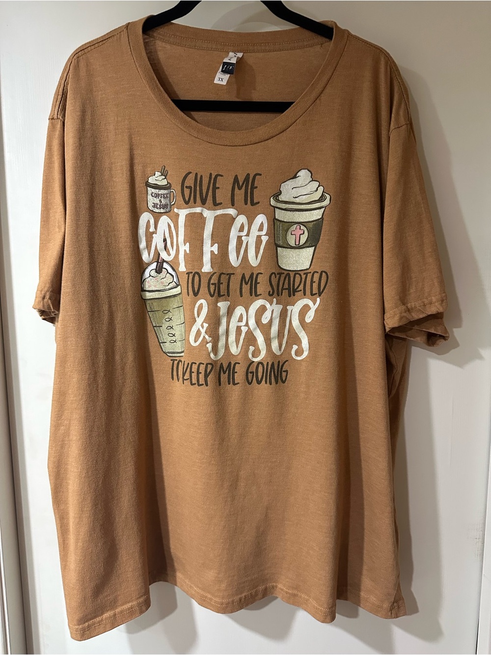 Apt. 9 Tan Graphic Tee with Coffee & Faith Design